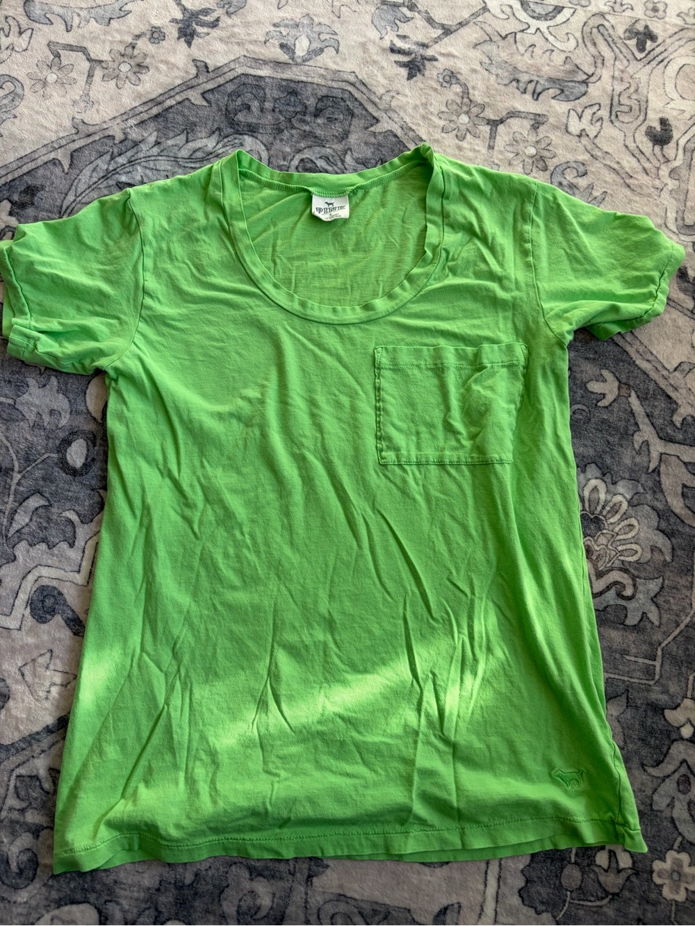 PINK Victoria's Secret Bright Green Short Sleeve Pocket Tee